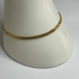 Gold tone bracelet simple costume jewelry tennis bracelet 6.5" long dainty